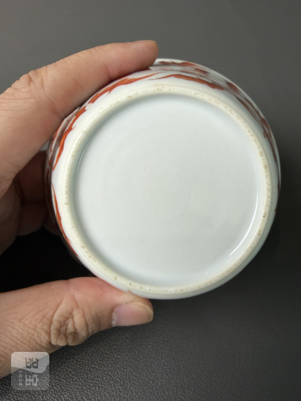 清 矾红百蝠纹套杯一组十件 - 图40